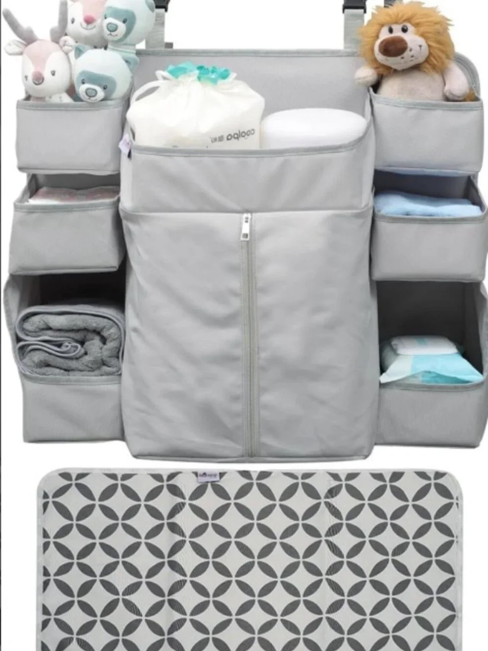 Portable Baby Diaper Hanging Organizer with Changing Mat